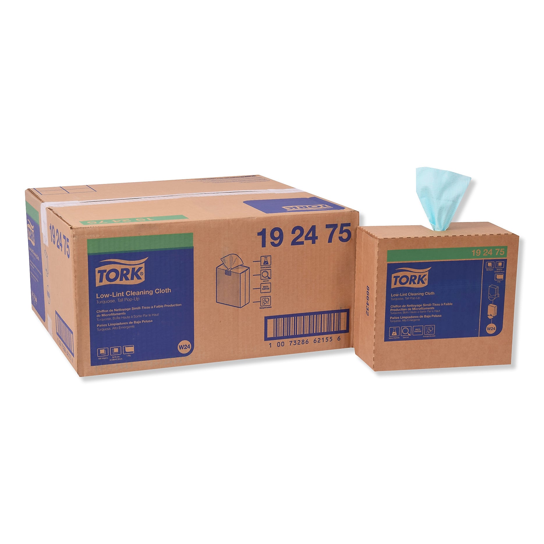 Tork Cleaning Cloths, Turquoise, 100 Cloths/Pack, 8/Carton (TRK192475)