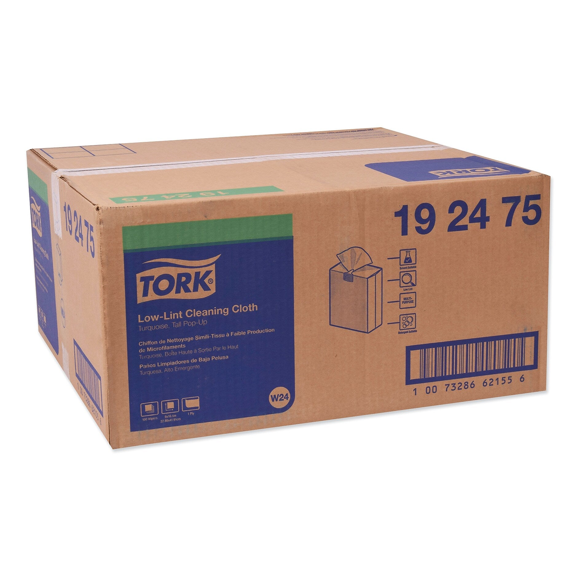 Tork Cleaning Cloths, Turquoise, 100 Cloths/Pack, 8/Carton (TRK192475)