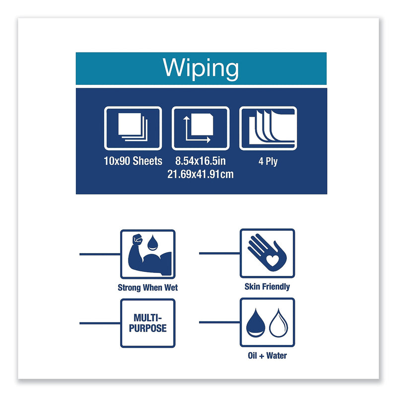 Tork Cleaning Wipers, Blue, 90 Wipers/Box, 10/Carton (TRK440245A)