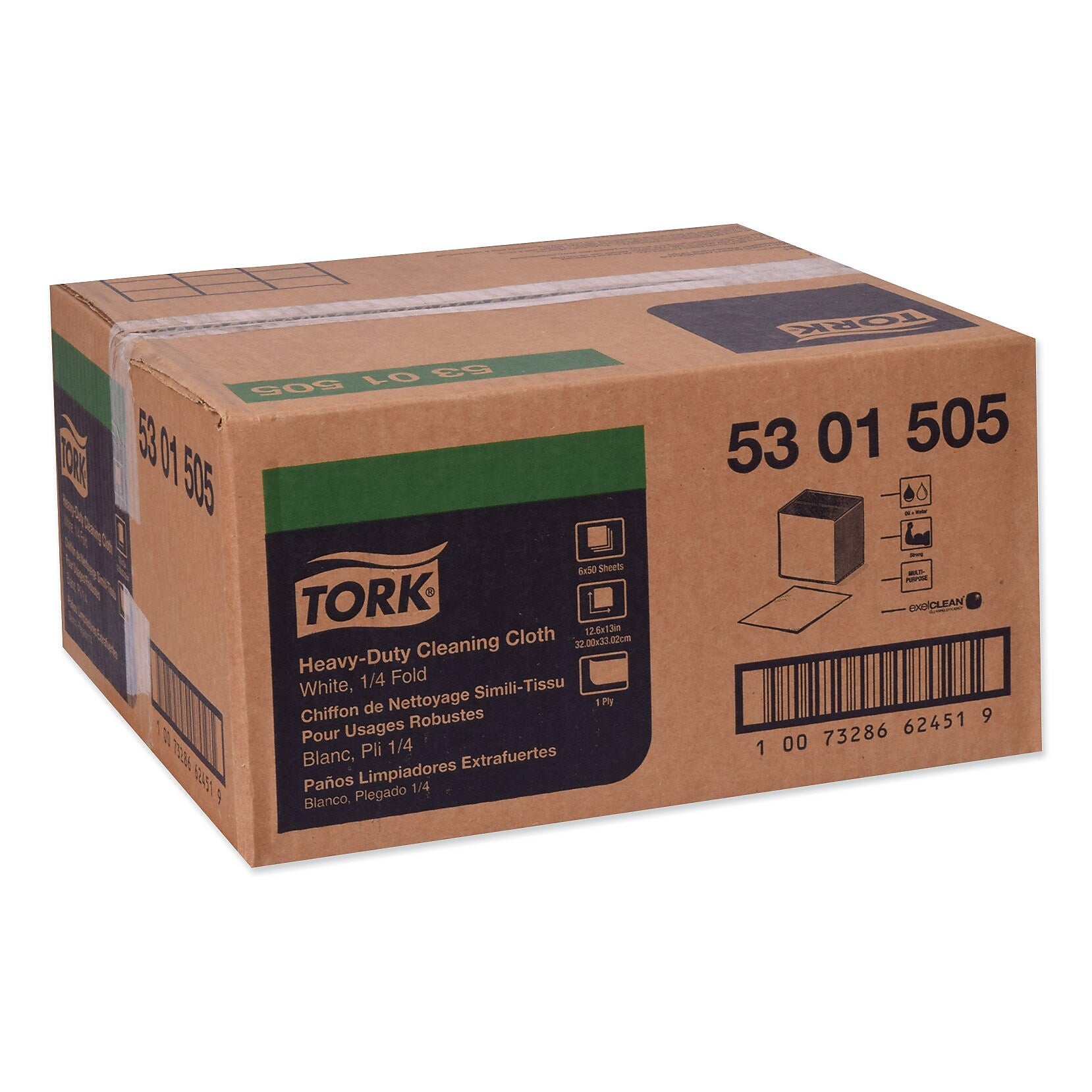 Tork Cleaning Cloths, White, 50 Cloths/Pack, 6/Carton (TRK5301505)