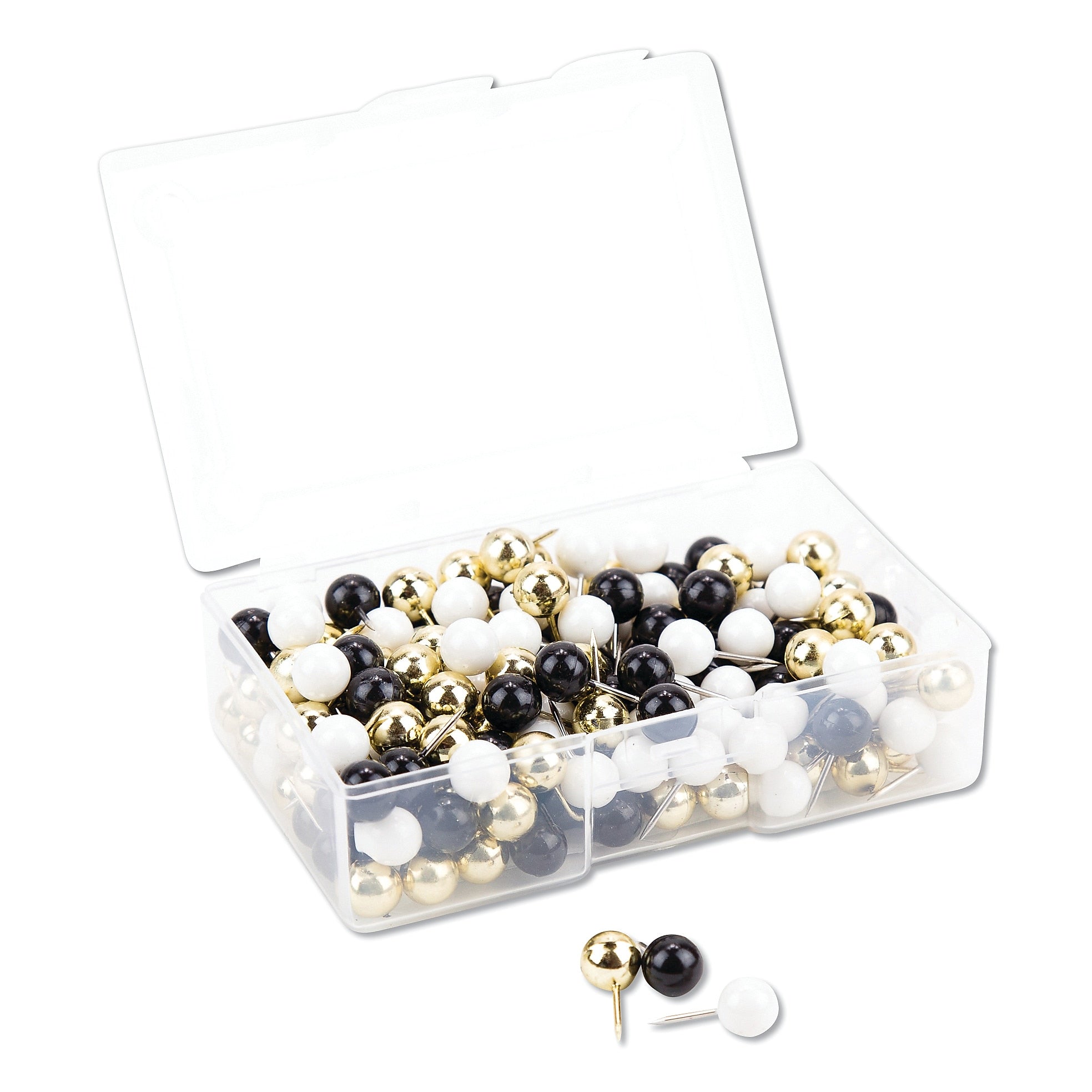 U Brands Fashion Sphere Push Pins, Plastic, Assorted, 7/16", 200/Pack (UBR3084U0624)