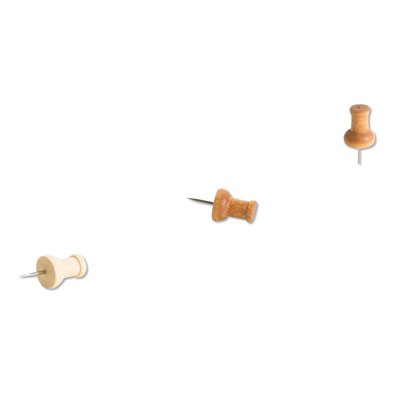 U Brands Fashion Push Pins, Wood, Assorted, 3/8", 100/Pack (UBR3085U0624)