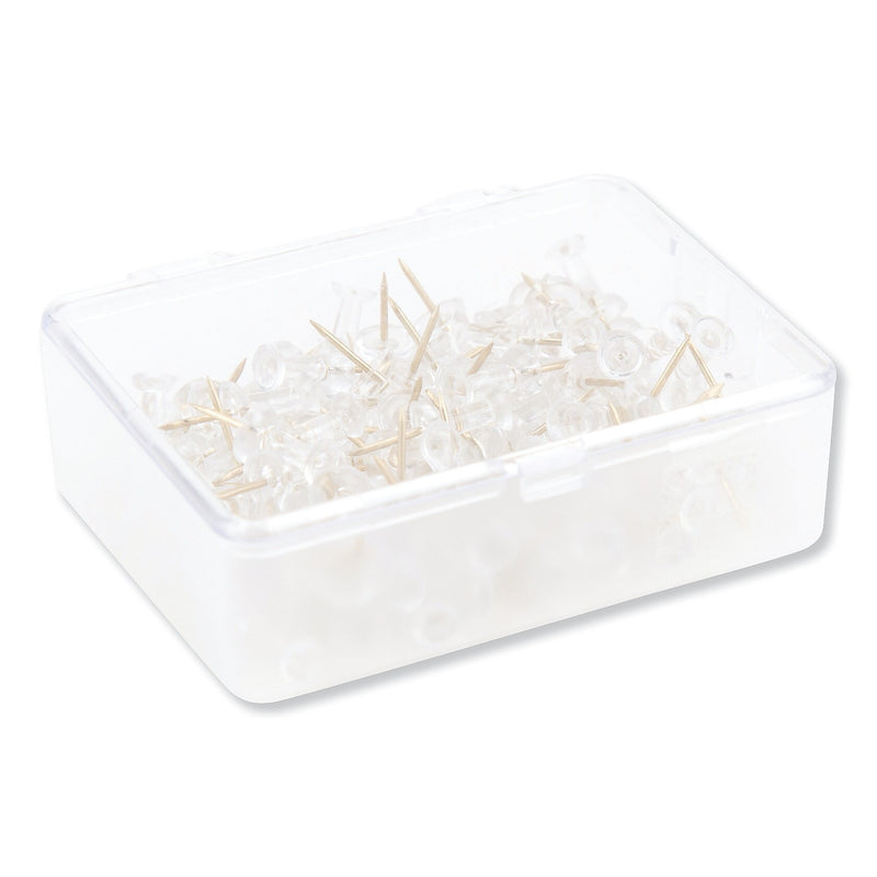 U Brands Standard Push Pins, Plastic, Clear, Gold Pin, 7/16", 100/Pack (UBR3087U0624)