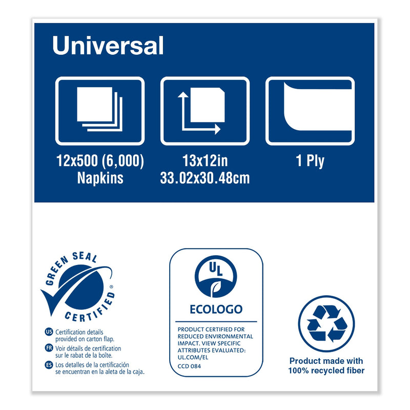Tork Universal Masterfold Dispenser Napkins, 1-Ply, 13" x 12" Natural, 6000/CT (TRKD786E)