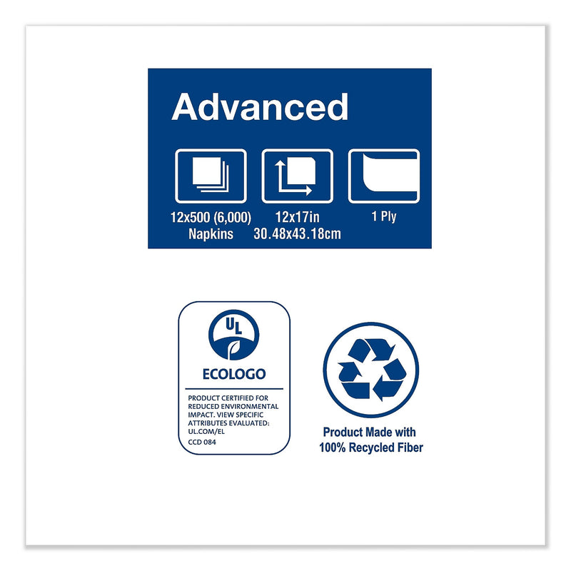Tork Advanced Masterfold Dispenser Napkins, 1-Ply,12" x 17", White, 6000/CT (TRKD802A)