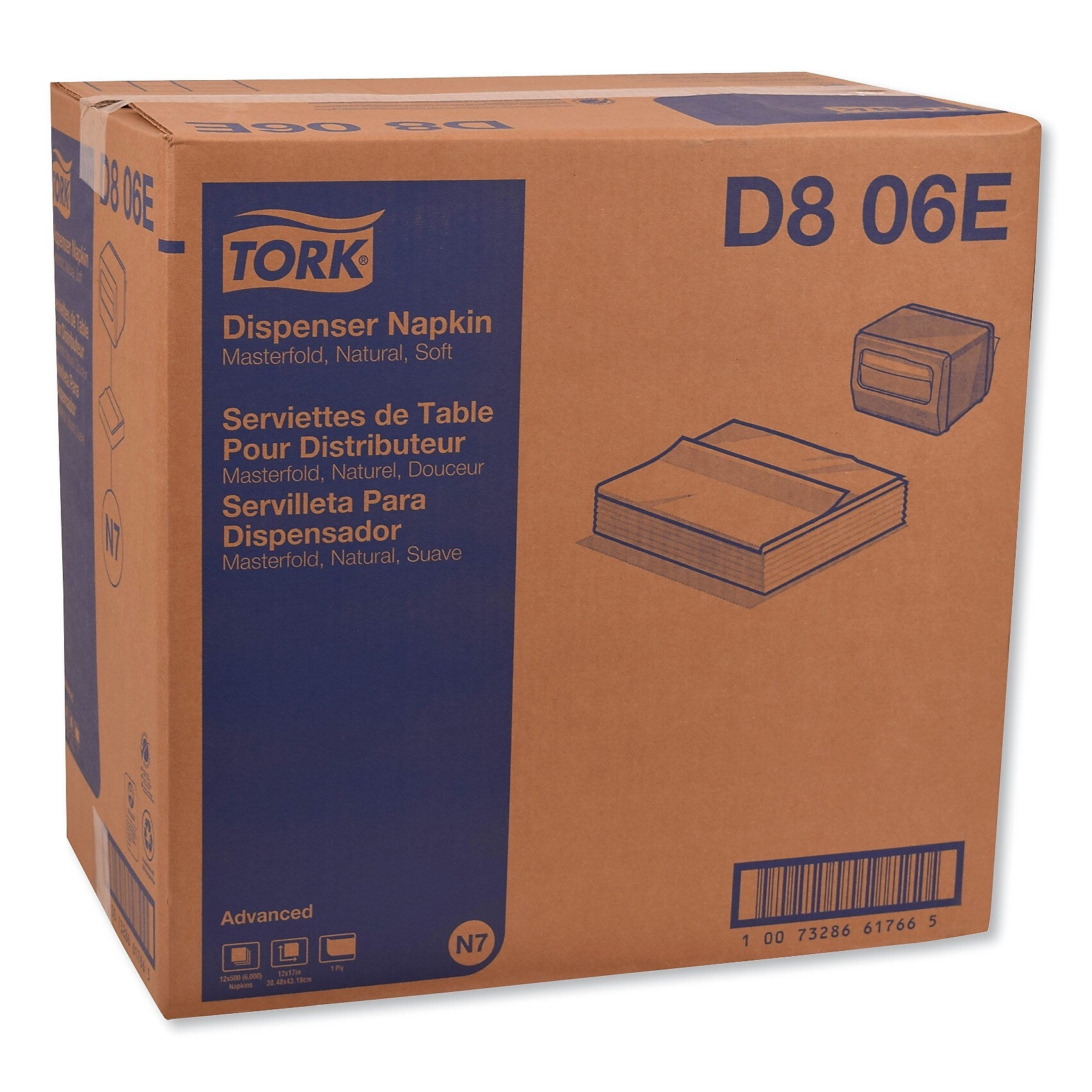 Tork Advanced Masterfold Dispenser Napkin, 1-Ply, 12" x 17", Natural, 500/PK, 12PK/CT (TRKD806E)