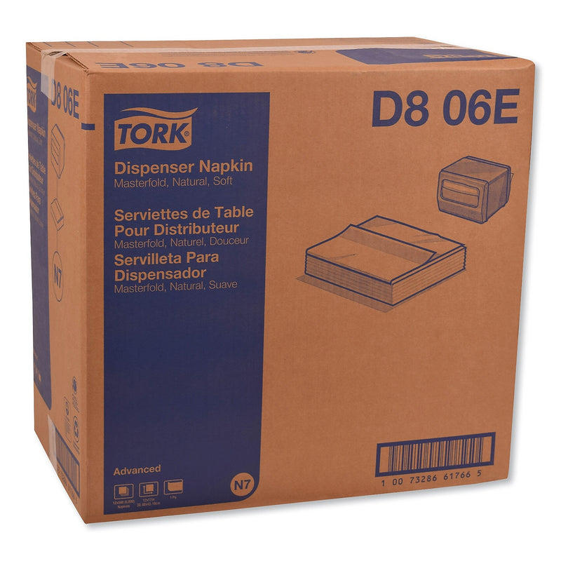 Tork Advanced Masterfold Dispenser Napkin, 1-Ply, 12" x 17", Natural, 500/PK, 12PK/CT (TRKD806E)