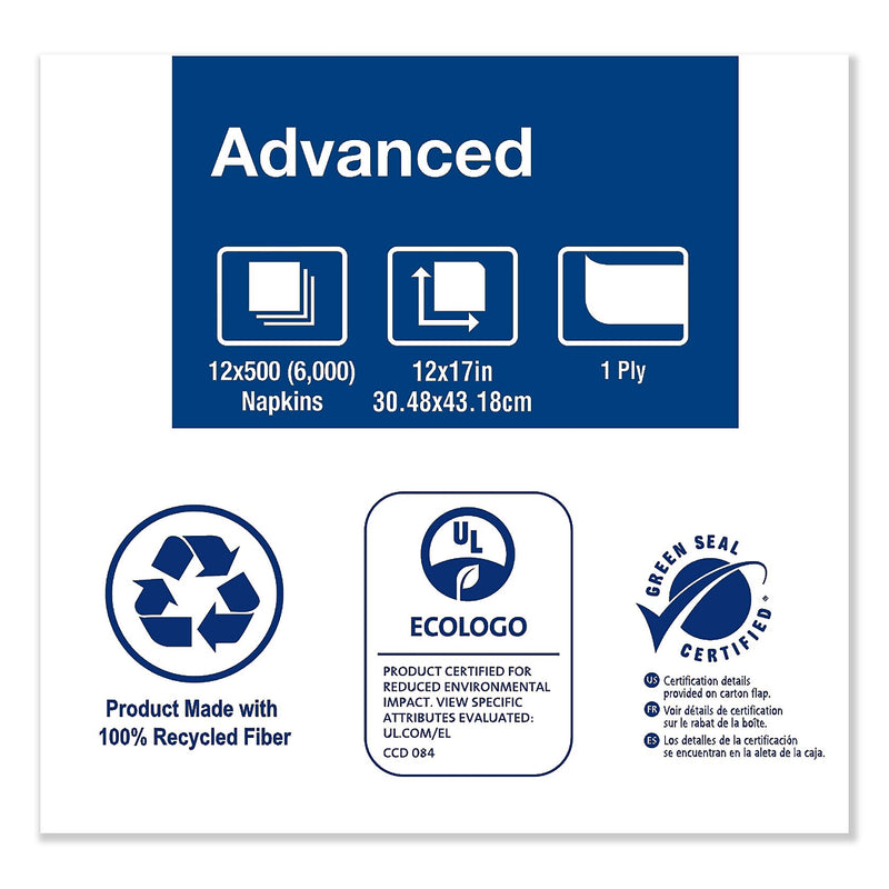 Tork Advanced Masterfold Dispenser Napkin, 1-Ply, 12" x 17", Natural, 500/PK, 12PK/CT (TRKD806E)