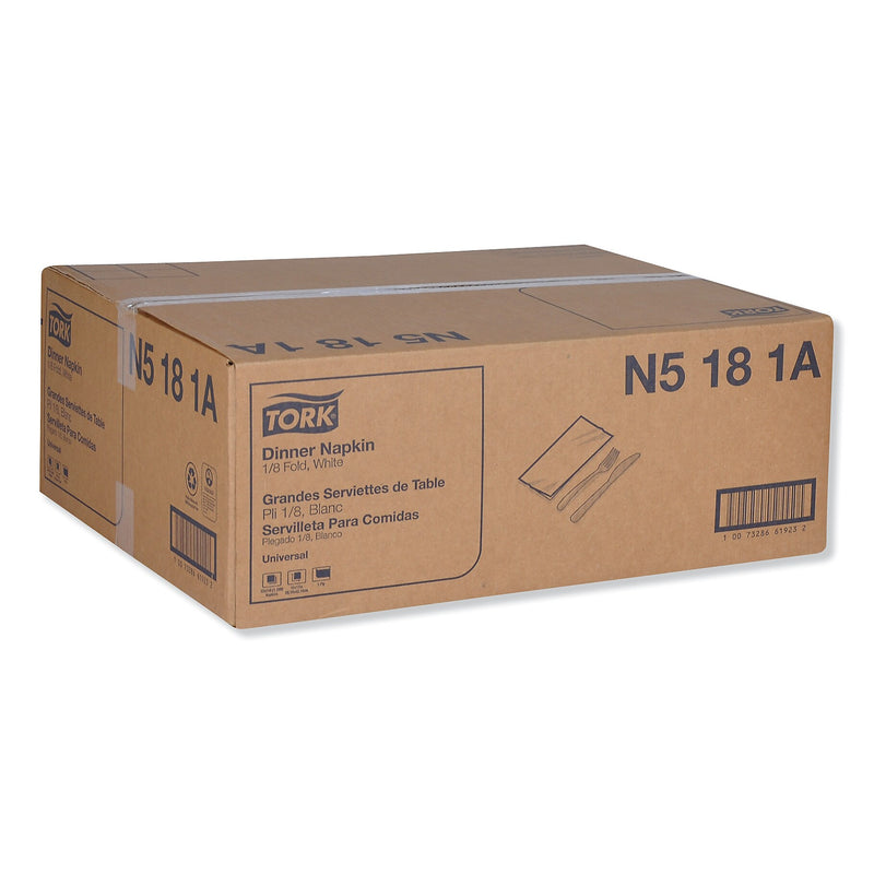 Tork Universal Dinner Napkins, 1-Ply, 15" x 17", 1/8 Fold, White, 3000/Carton (TRKN5181A)