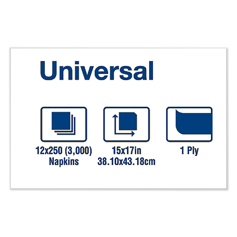 Tork Universal Dinner Napkins, 1-Ply, 15" x 17", 1/8 Fold, White, 3000/Carton (TRKN5181A)
