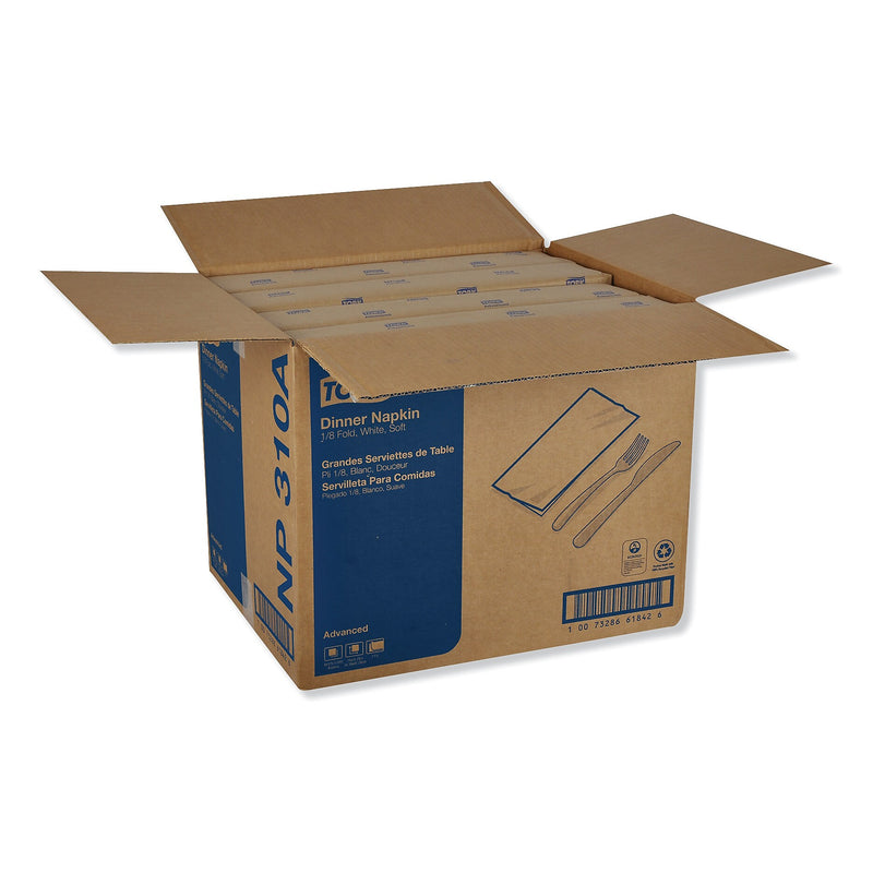 Tork Advanced Dinner Napkins, 2 Ply, 15" x 16.25", 1/8 Fold, White, 375/Packs, 8 Packs/Carton (TRKNP310A)
