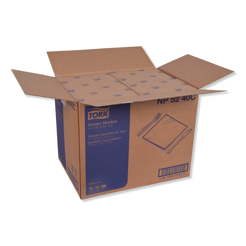 Tork Advanced Dinner Napkins, 2-Ply, 15" x 16.25", White, 375/Pack, 8 Packs/Carton (TRKNP5240C)