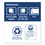 Tork Advanced Dinner Napkins, 2-Ply, 15" x 16.25", White, 375/Pack, 8 Packs/Carton (TRKNP5240C)