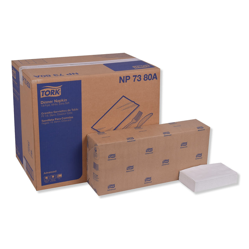 Tork Advanced Dinner Napkin,3-Ply,17" x 16.125",1/8 Fold, White,1740/CT (TRKNP7380A)