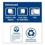 Tork Advanced Dinner Napkin,3-Ply,17" x 16.125",1/8 Fold, White,1740/CT (TRKNP7380A)