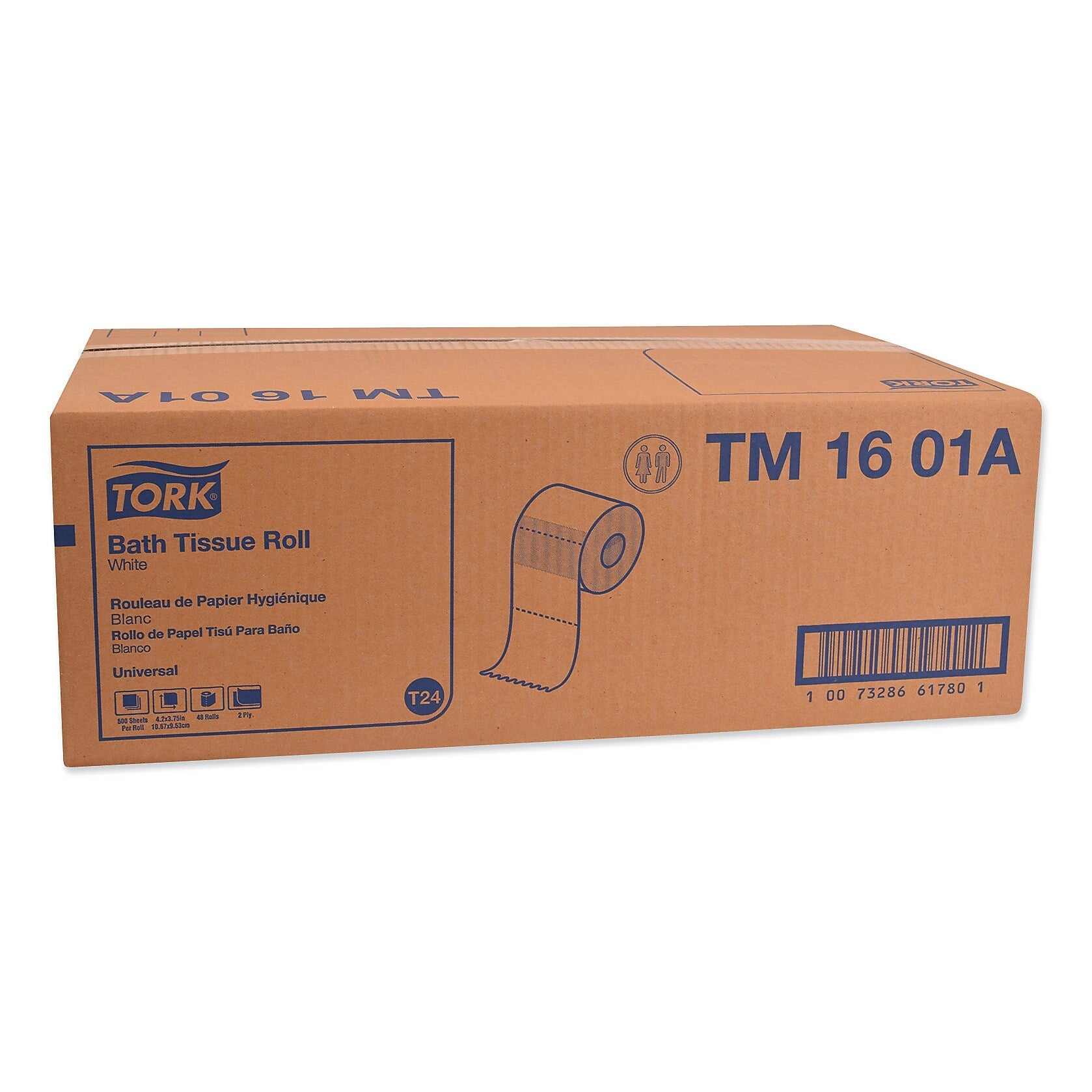 Tork Universal Bath Tissue, Septic Safe, 2-Ply, White, 500 Sheets/Roll, 48 Rolls/Carton (TRKTM1601A)