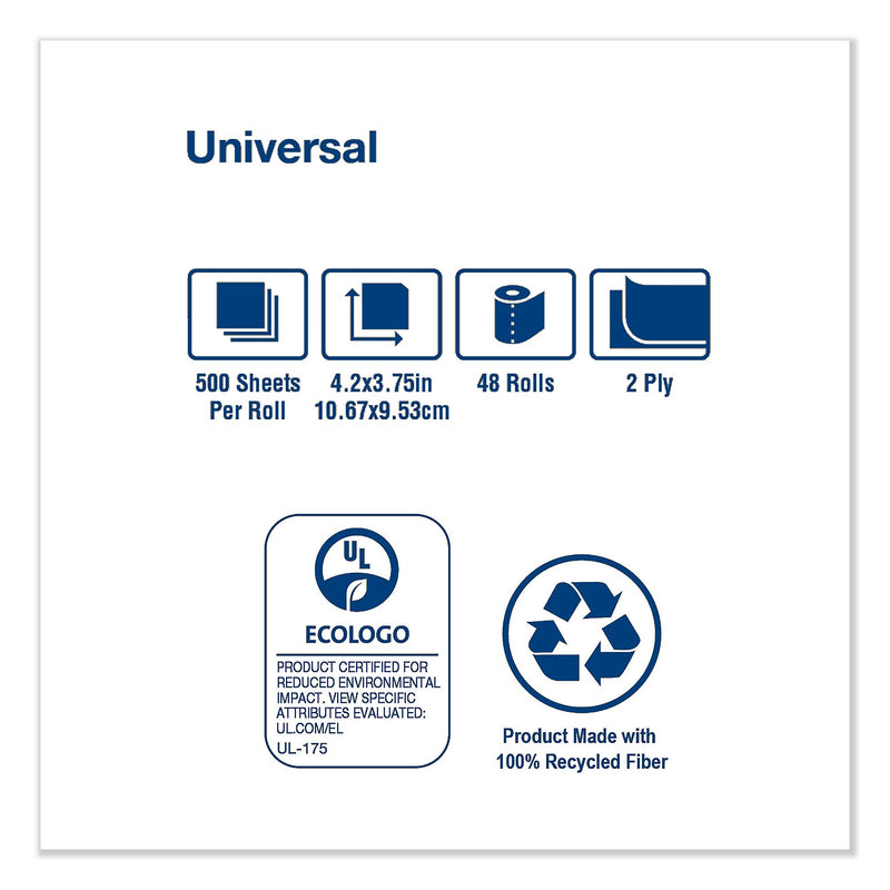 Tork Universal Bath Tissue, Septic Safe, 2-Ply, White, 500 Sheets/Roll, 48 Rolls/Carton (TRKTM1601A)
