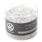 U Brands Standard Push Pins, Plastic, Clear, 7/16", 200/Pack (UBR658U0824)
