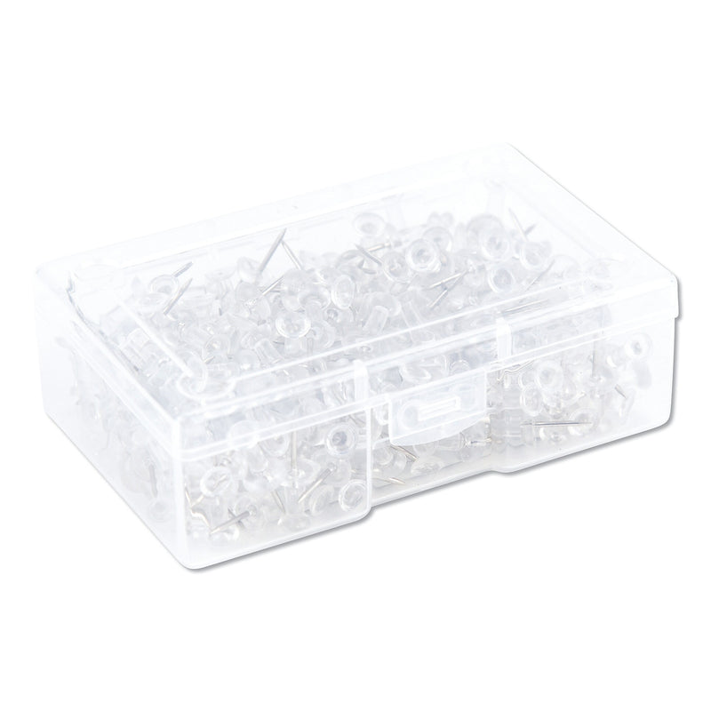 U Brands Standard Push Pins, Plastic, Clear, Silver Pin, 7/16", 200/Pack (UBR3088U0624)