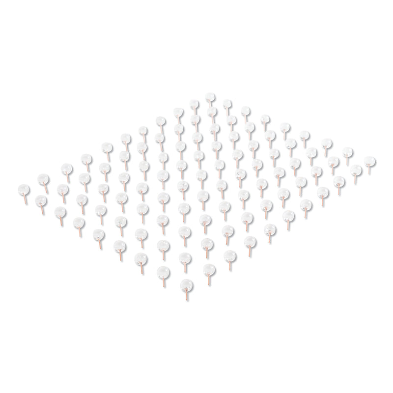 U Brands Fashion Sphere Push Pins, Plastic, Clear/Rose Gold, 7/16", 100/Pack (UBR3089U0624)