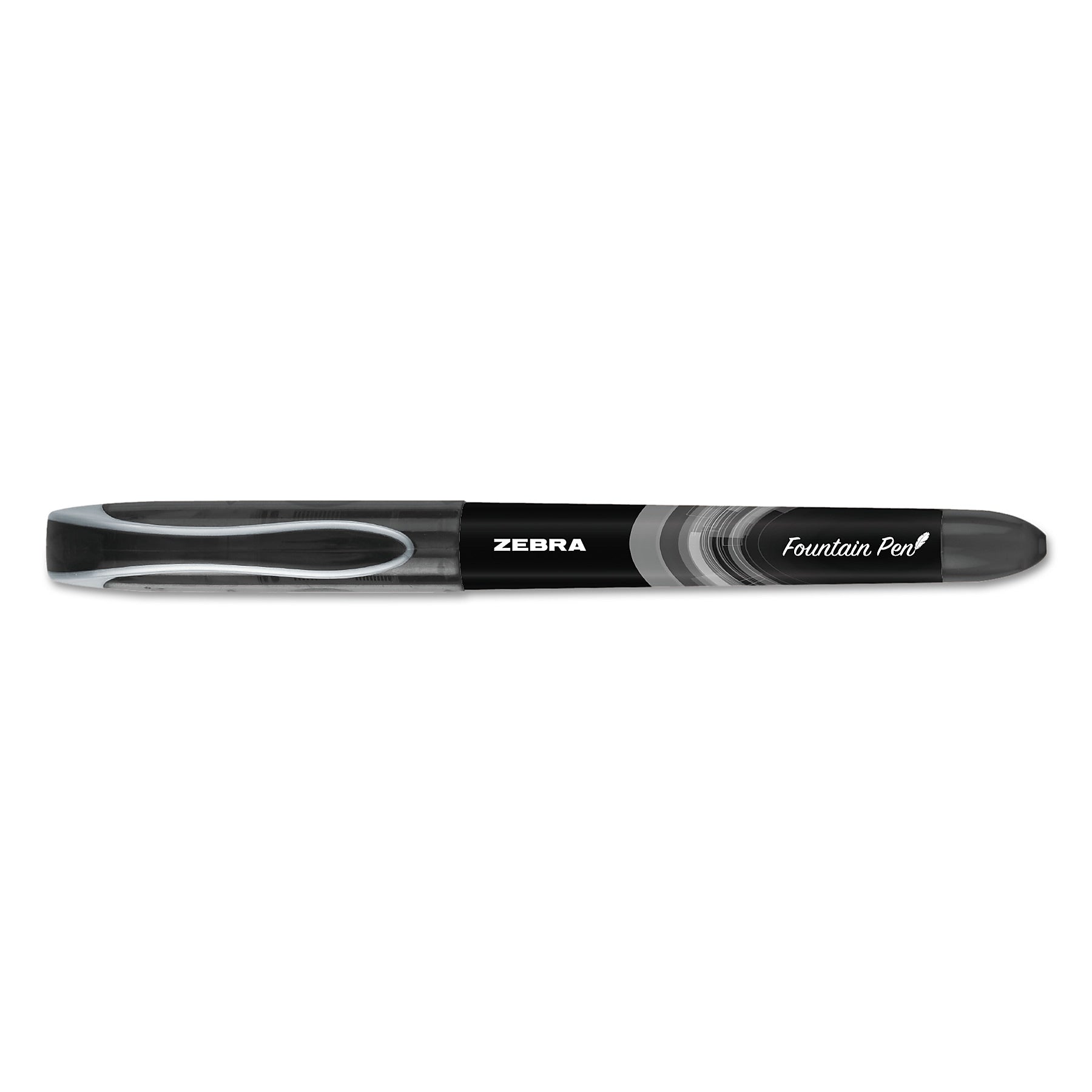 Zebra Fountain Pen, Fine 0.6mm, Black Ink/Barrel, Dozen (ZEB48310)
