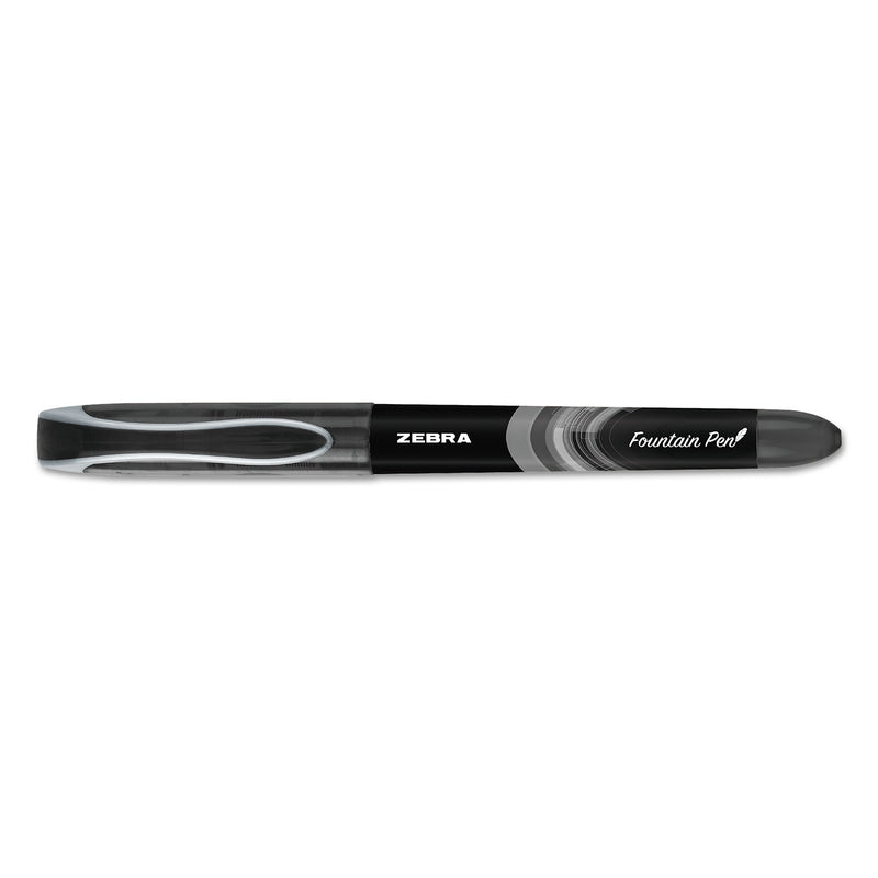 Zebra Fountain Pen, Fine 0.6mm, Black Ink/Barrel, Dozen (ZEB48310)