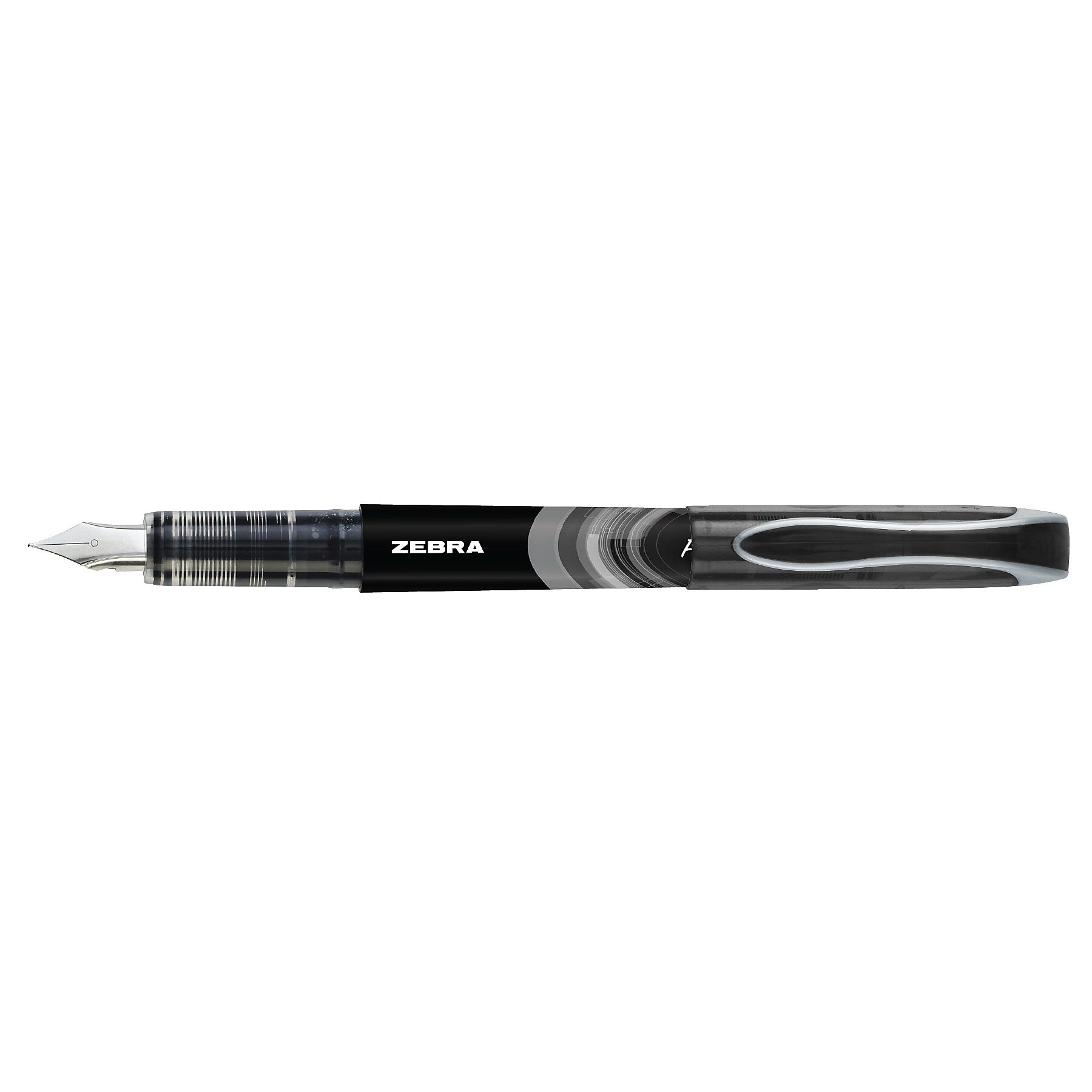 Zebra Fountain Pen, Fine 0.6mm, Black Ink/Barrel, Dozen (ZEB48310)