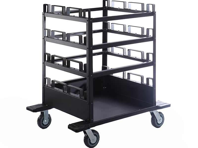 Queue Solutions Horizontal Crowd Control Barrier Post Storage Cart, Black (STCART12H)