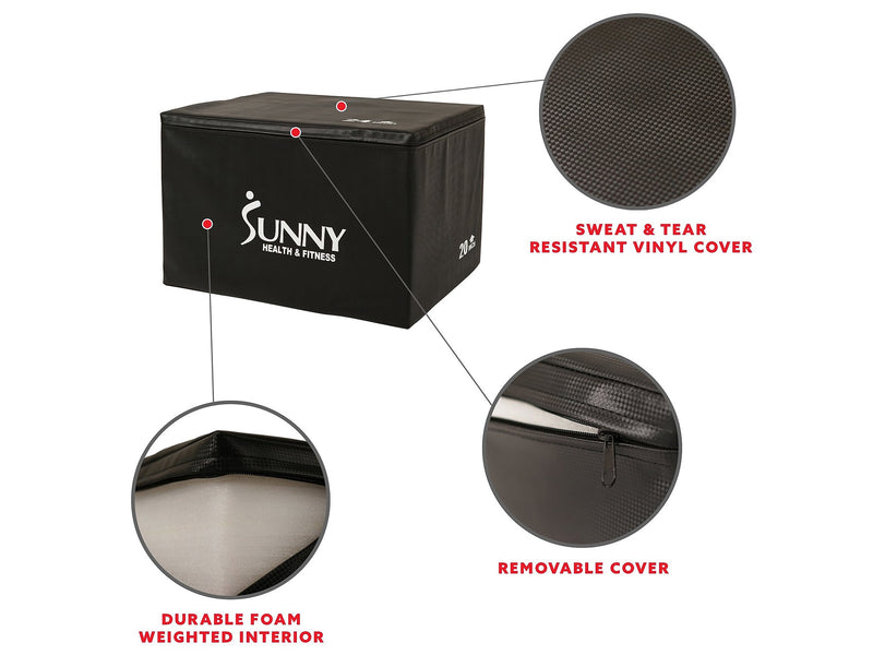 Sunny Health & Fitness Black 3-in-1 Plyo Box, 440 Lbs. (NO. 085)