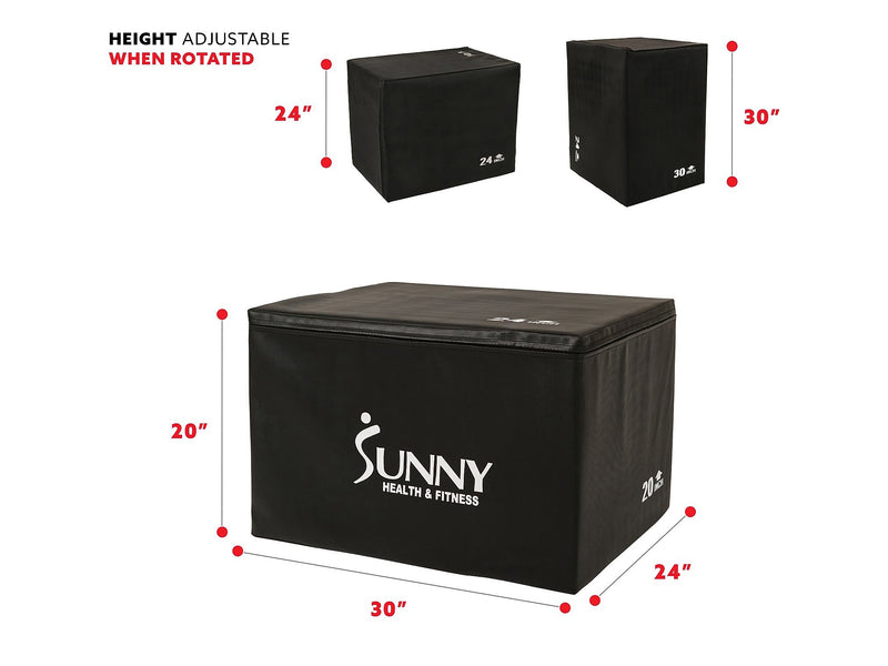 Sunny Health & Fitness Black 3-in-1 Plyo Box, 440 Lbs. (NO. 085)