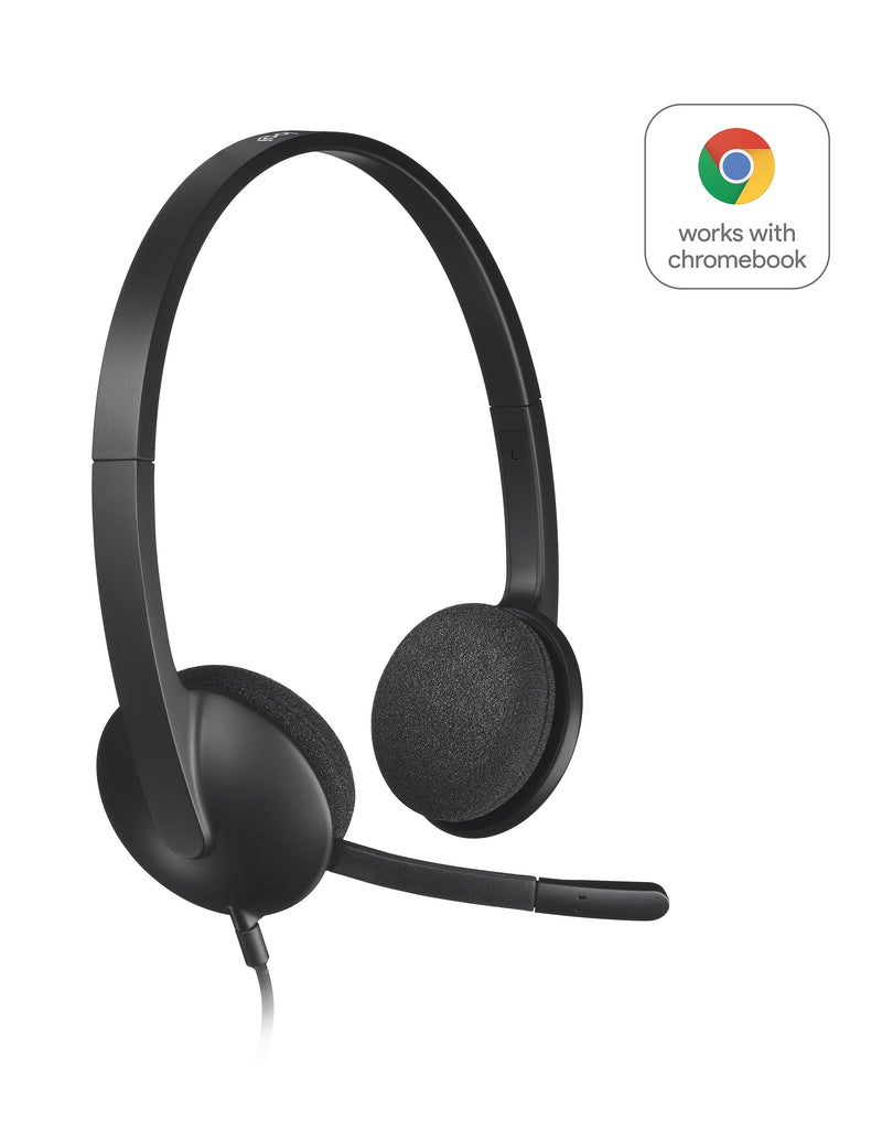 Logitech H340 Computer Headset, Over-the-Head, Black (981-000507)