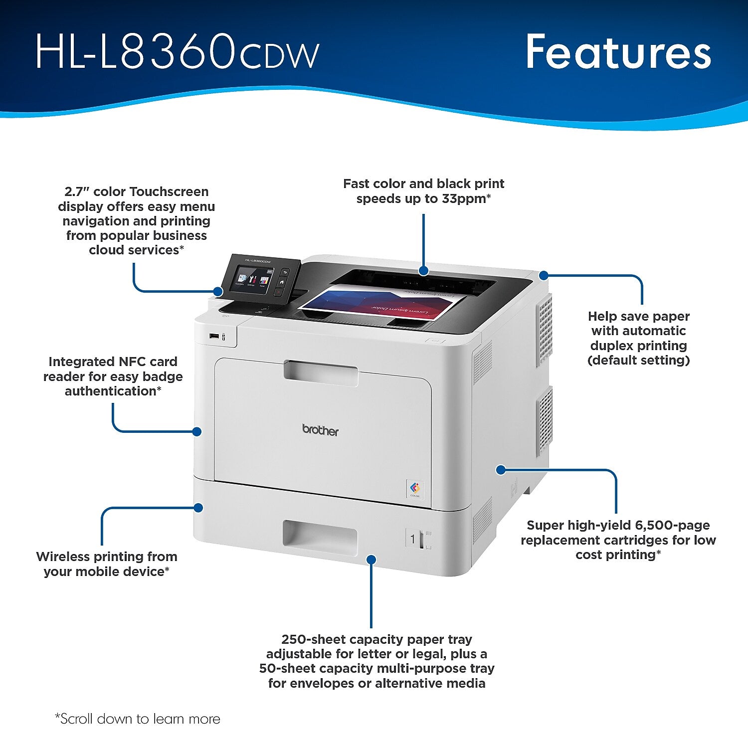 Brother HL-L8360CDW Wireless Color Laser Printer, Single-Function, Print