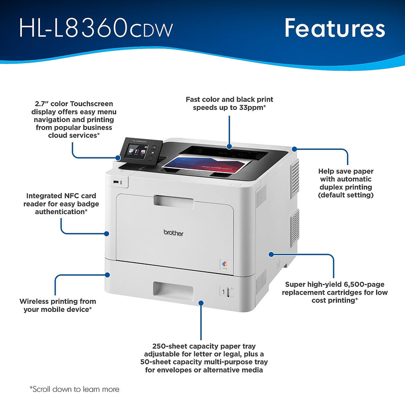 Brother HL-L8360CDW Wireless Color Laser Printer, Single-Function, Print