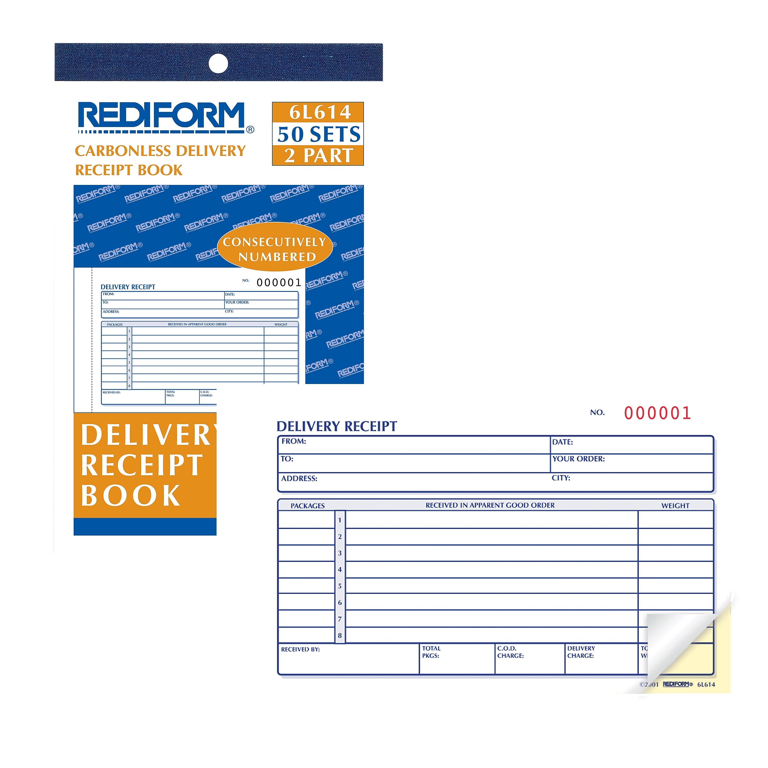 Rediform® Carbonless Delivery Receipt Books, 4-1/4" x 6-3/8" (RED6L614)