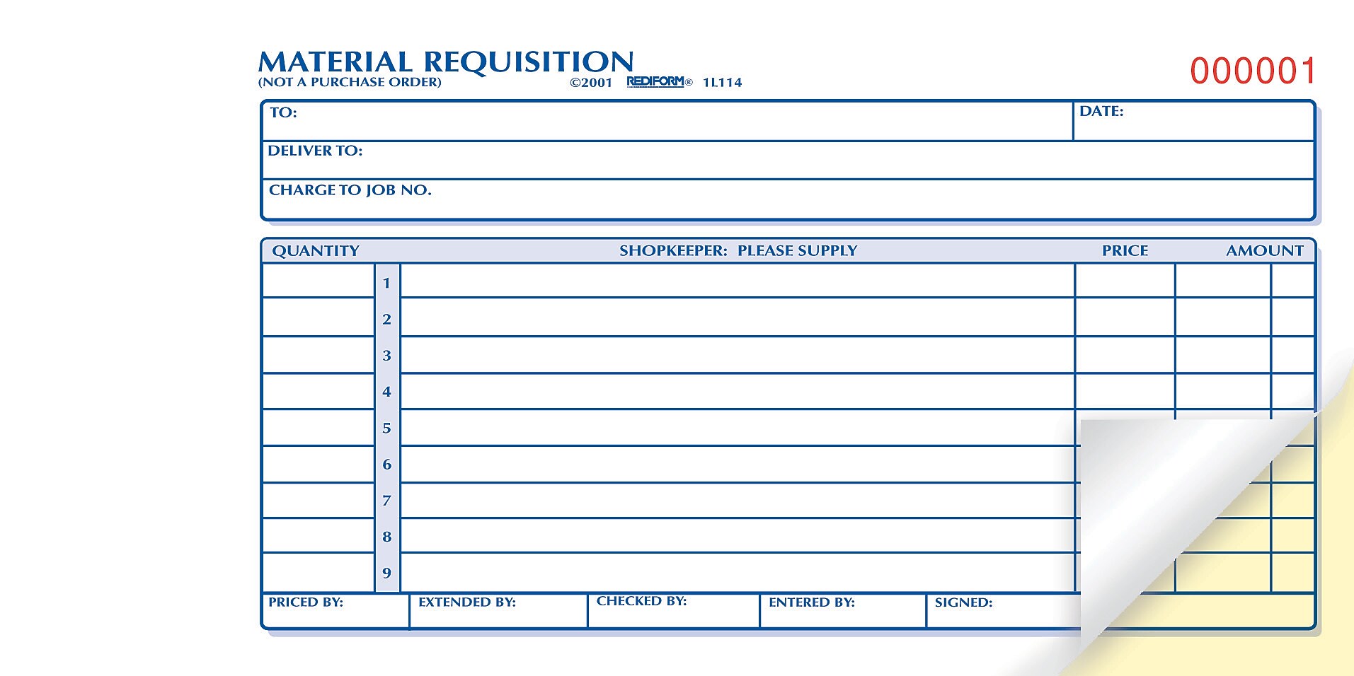Rediform 2-Part Carbonless Purchase Requisitions, 4.25"L x 7"W, 50 Sets/Book (1L114)