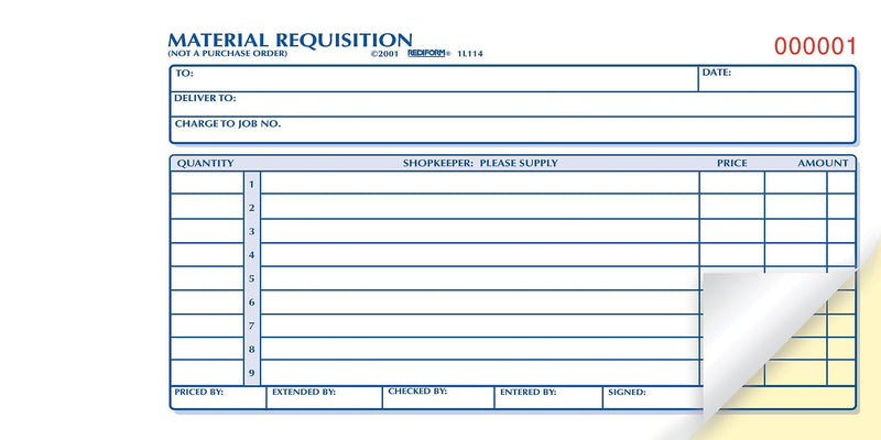 Rediform 2-Part Carbonless Purchase Requisitions, 4.25"L x 7"W, 50 Sets/Book (1L114)