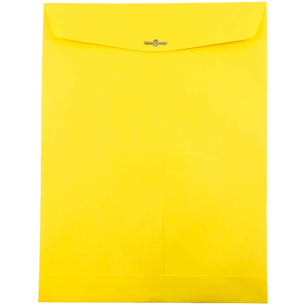 JAM Paper 10"" x 13"" Open End Catalog Colored Envelopes with Clasp Closure, Yellow Recycled, 10/Pack (900906710B)