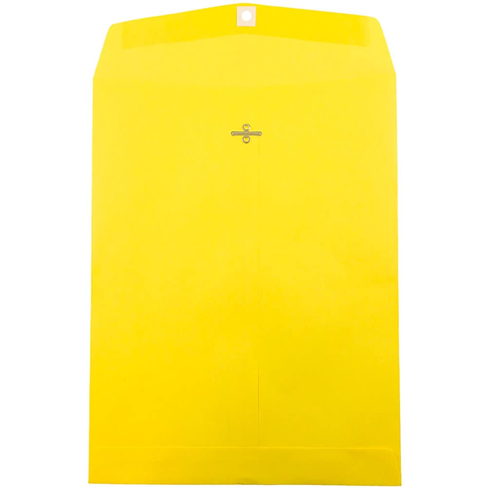 JAM Paper 10"" x 13"" Open End Catalog Colored Envelopes with Clasp Closure, Yellow Recycled, 10/Pack (900906710B)
