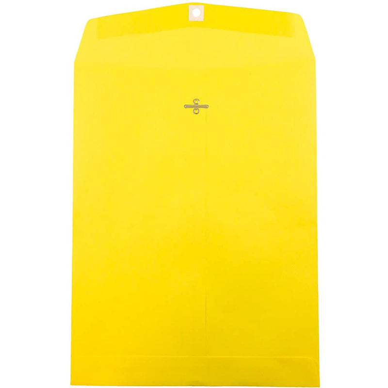 JAM Paper 10"" x 13"" Open End Catalog Colored Envelopes with Clasp Closure, Yellow Recycled, 10/Pack (900906710B)
