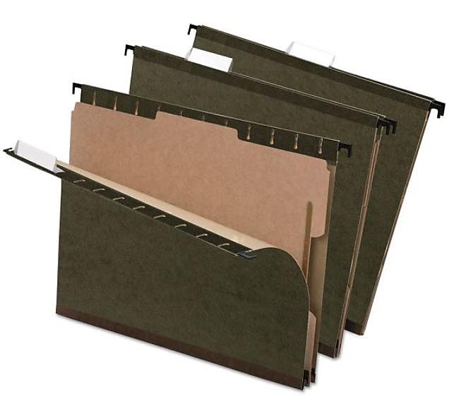 Pendaflex SureHook Reinforced Hanging Divider Folders, Standard Green, Letter, 10/Box (59253)