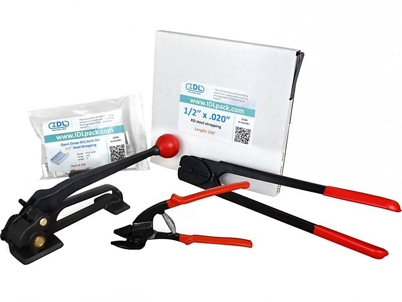 1/2" x 0.020" x 200' Standard Steel Strapping Kit, Hand Grade (B.SSK.12.200)