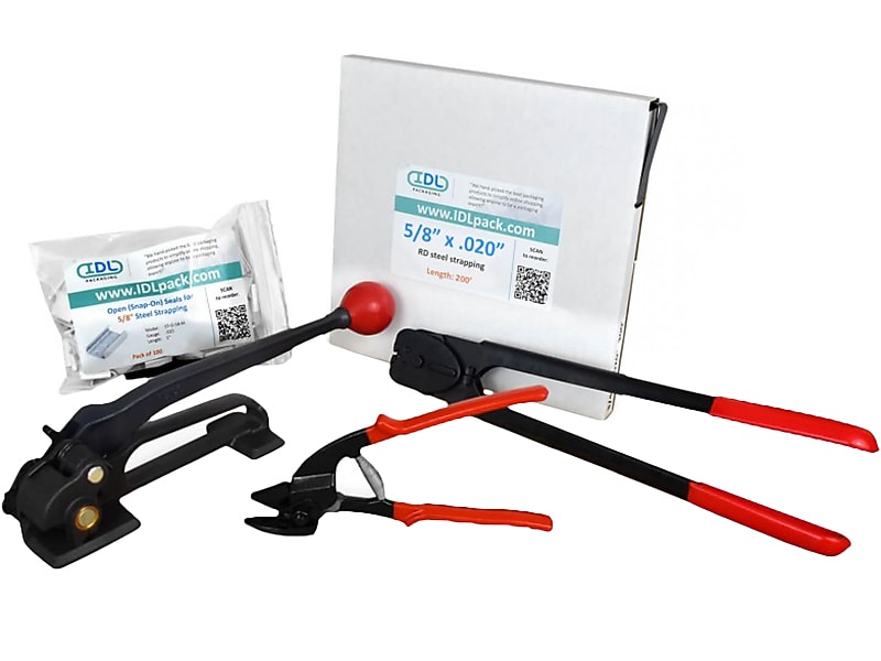 5/8" x 0.020" x 200' Standard Steel Strapping Kit, Hand Grade (B.SSK.58.200)