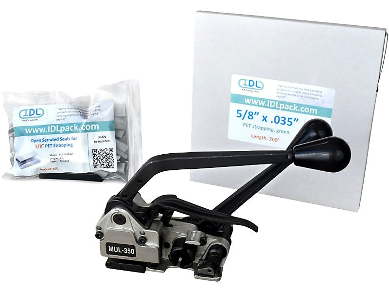 5/8" x 0.035" x 200' Polyester Strapping Kit, Hand Grade (CM.PSK.58.200)
