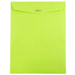 JAM Paper 9" x 12" Open End Catalog Colored Envelopes with Clasp Closure, Ultra Lime Green, 10/Pack (900835395B)