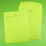 JAM Paper 9" x 12" Open End Catalog Colored Envelopes with Clasp Closure, Ultra Lime Green, 10/Pack (900835395B)
