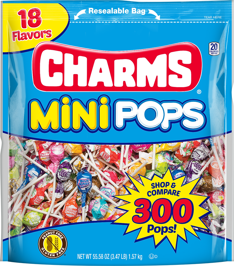 Charms Mini Pops Lollipops, Assorted Flavors, 300 Pieces (209-02010)