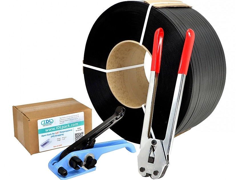 1/2" x 0.024" x 9000' Polypropylene Strapping Kit, 8" x 8" Core, Hand Grade (P-PPSK.12.9000)