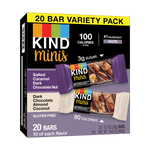 KIND Minis Bars, Salted Caramel Dark Chocolate Nut/Dark Chocolate Almond Coconut, 0.7 Oz., 20/Pack (27970)