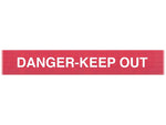 Queue Solutions WeatherMaster 250 2" Yellow Nylon Crowd Control Belt Barrier, Red - DANGER KEEP OUT (WMR250Y-RWD110)