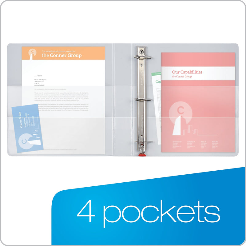 Cardinal Easy Open ClearVue Locking Heavy Duty 3" 3-Ring View Binders, D-Ring, White (10330)